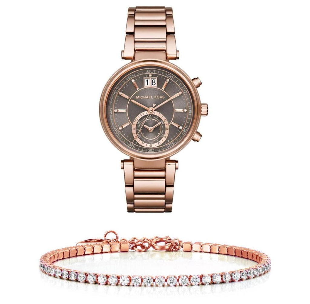 Michael Kors Sawyer Rose Gold Dial Rose Gold Steel Strap Watch for Women - MK6226