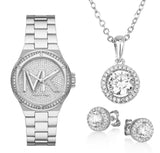 Michael Kors Lennox Quartz Silver Dial Silver Steel Strap Watch For Women - MK7234
