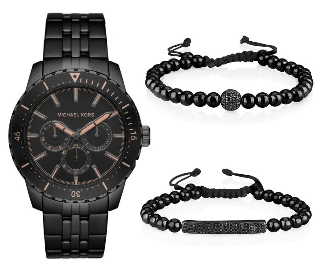 Michael Kors Cunningham Chronograph Black Dial Black Steel Strap Watch For Men - MK7157