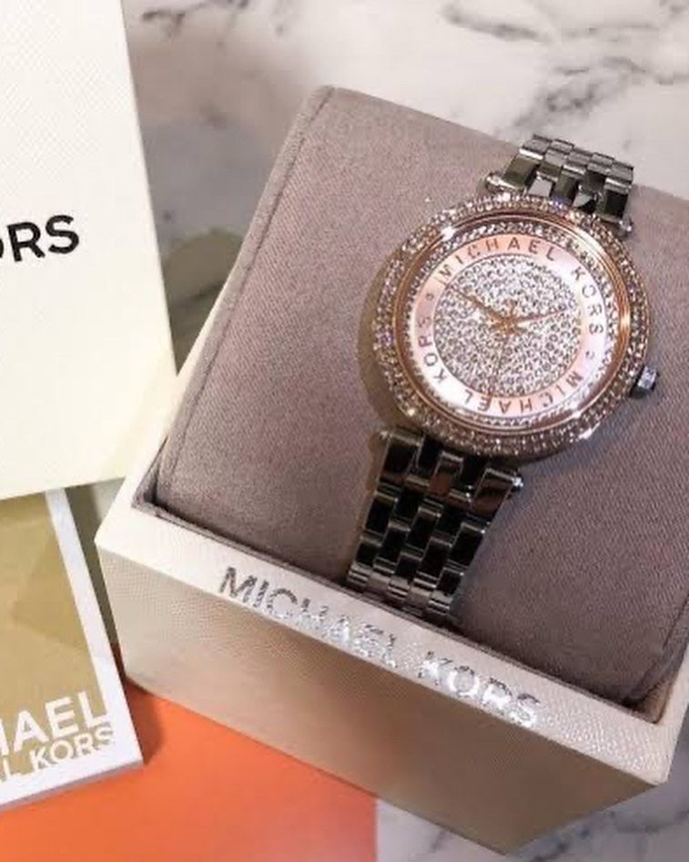 Michael Kors Darci Rose Gold Dial Silver Steel Strap Watch for Women - MK3446