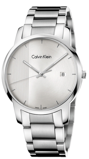 Calvin Klein City Chronograph Silver Dial Silver Steel Strap Watch for Men - K2G2G14X