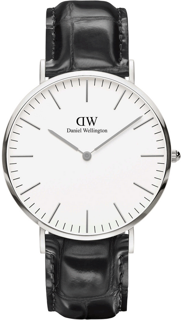 Daniel Wellington Classic York White Dial Black Leather Strap Watch For Men - DW00100025