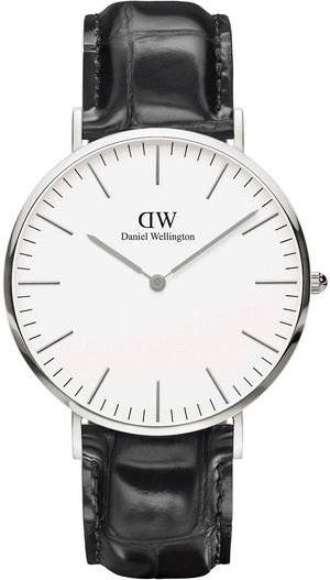 Daniel Wellington Classic York White Dial Black Leather Strap Watch For Men - DW00100025