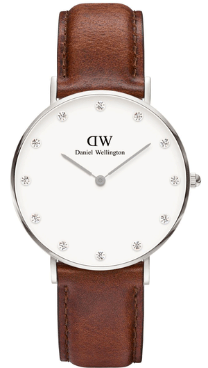 Daniel Wellington Classy St Mawes White Dial Brown Leather Strap Watch For Women - DW00100079