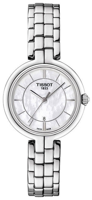 Tissot T Lady Flamingo Mother of Pearl White Dial Silver Steel Strap Watch For Women - T094.210.11.111.00