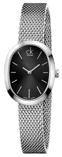Calvin Klein Incentive Black Dial Silver Mesh Bracelet Watch for Women - K3P23121