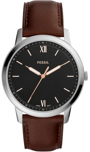 Fossil The Minimalist 3H Black Dial Brown Leather Strap Watch for Men - FS5464