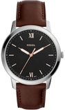 Fossil The Minimalist 3H Black Dial Brown Leather Strap Watch for Men - FS5464