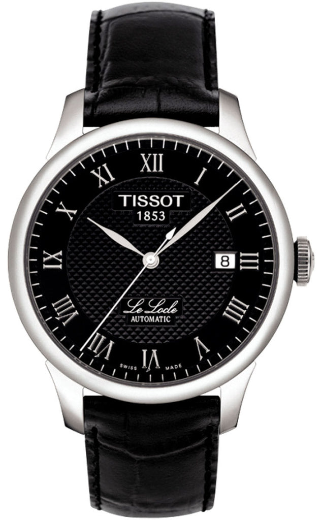 Tissot T Classic Le Locle Automatic Black Dial Black Leather Strap Watch For Men - T41.1.423.53