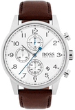 Hugo Boss Attitude White Dial Brown Leather Strap Watch for Men - 1513609