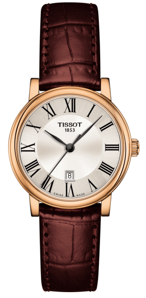 Tissot Carson Premium Lady Silver Dial Brown Leather Strap Watch For Women - T122.210.36.033.00