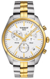 Tissot T Sport PR 100 Chronograph White Dial Two Tone Steel Strap Watch For Men - T101.417.22.031.00