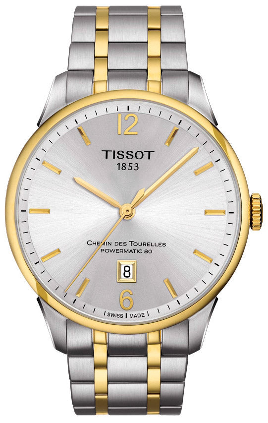 Tissot Chemin Des Tourelles Powermatic 80 Silver Dial Two Tone Steel Strap Watch For Men - T099.407.22.037.00