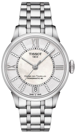 Tissot Chemin Des Tourelles Powermatic 80 Helvetic Silver Dial Silver Steel Strap Watch For Women - T099.207.11.116.00