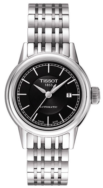 Tissot Carson Automatic Black Dial Silver Steel Strap Watch For Women - T085.207.11.051.00