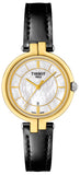 Tissot Flamingo Mother of Pearl White Dial Black Leather Strap Watch For Women - T094.210.26.111.00