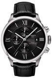 Tissot T Classic Chemin Des Tourelles Chronograph Black Dial Black Leather Strap Watch For Men - T099.427.16.058.00