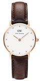 Daniel Wellington Classy Bristol White Dial Brown Leather Strap Watch For Women - DW00100062