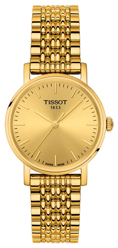 Tissot T Classic Everytime Desire Small Gold Dial Gold Mesh Bracelet Watch For Women - T109.210.33.021.00
