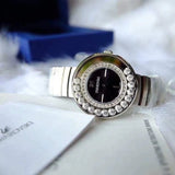 Swarovski Lovely Crystal Black Dial Silver Steel Strap Watch for Women - 1160305