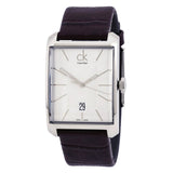 Calvin Klein Window Silver Dial Brown Leather Strap Watch for Men - K2M21126