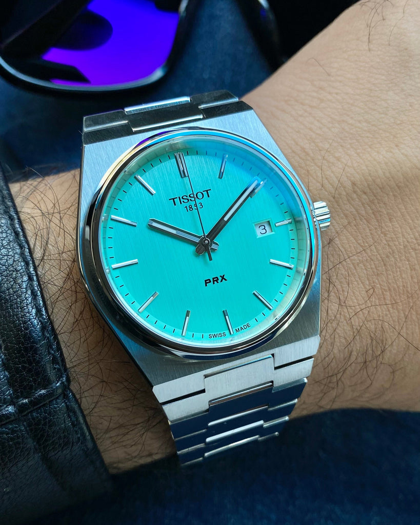 Tissot PRX Quartz Light Green Dial Silver Steel Strap Watch for Men - T137.410.11.091.01