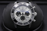 Breitling Superocean Heritage B01 Chronograph 44 Silver Dial Black Mesh Bracelet Watch for Men - AB0162121G1S1
