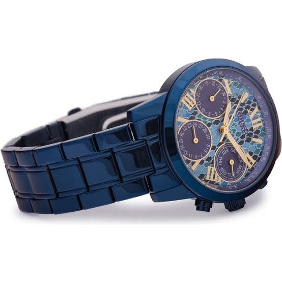 Guess Sunrise Multifunction Blue Dial Blue Steel Strap Watch for Women - W0448L10
