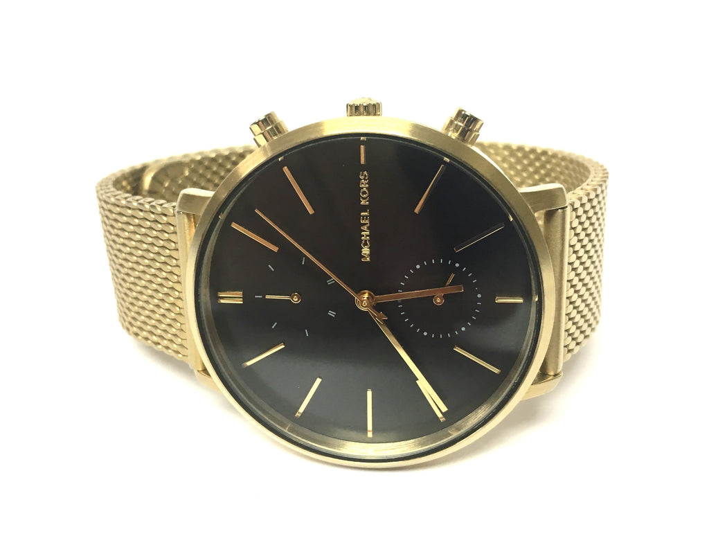 Michael Kors Jaryn Black Dial Gold Steel Strap Watch for Men - MK8503