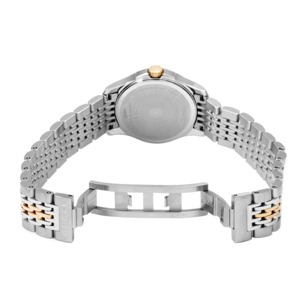 Gucci G Timeless Diamonds Mother of Pearl Dial Two Tone Mesh Bracelet Watch For Women - YA126514