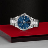 Tudor Style Automatic Blue Dial Silver Steel Strap Watch for Men - M12710-0013