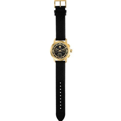 Tory Burch The Tory Chronograph Black Dial Black Leather Strap Watch for Women - TBW1055
