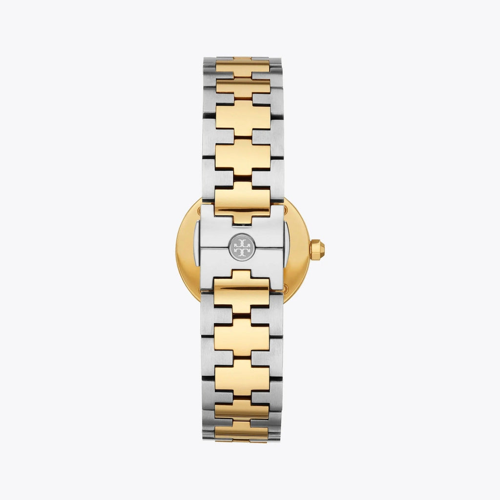 Tory Burch Reva Gold Dial Two Tone Steel Strap Watch for Women - TBW4016