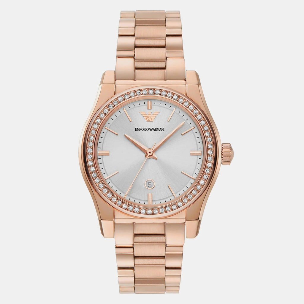 Emporio Armani Federica Analog Mother of Pearl Dial Rose Gold Steel Strap Watch for Women - AR11558