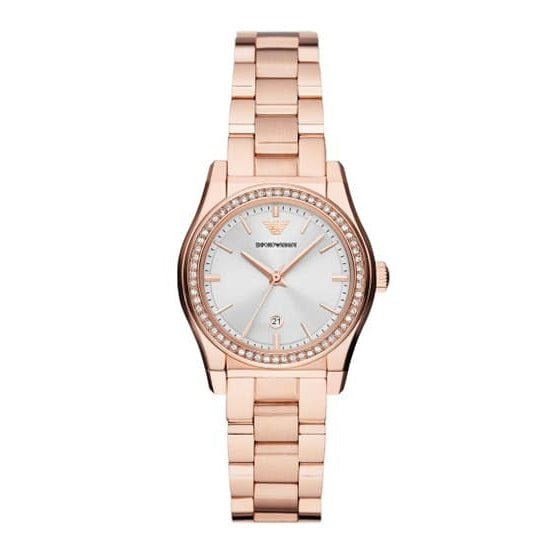 Emporio Armani Federica Analog Mother of Pearl Dial Rose Gold Steel Strap Watch for Women - AR11558