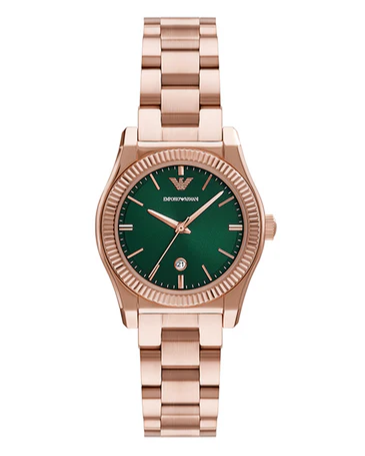 Emporio Armani Federica Analog Green Dial Rose Gold Steel Strap Watch for Women - AR11639