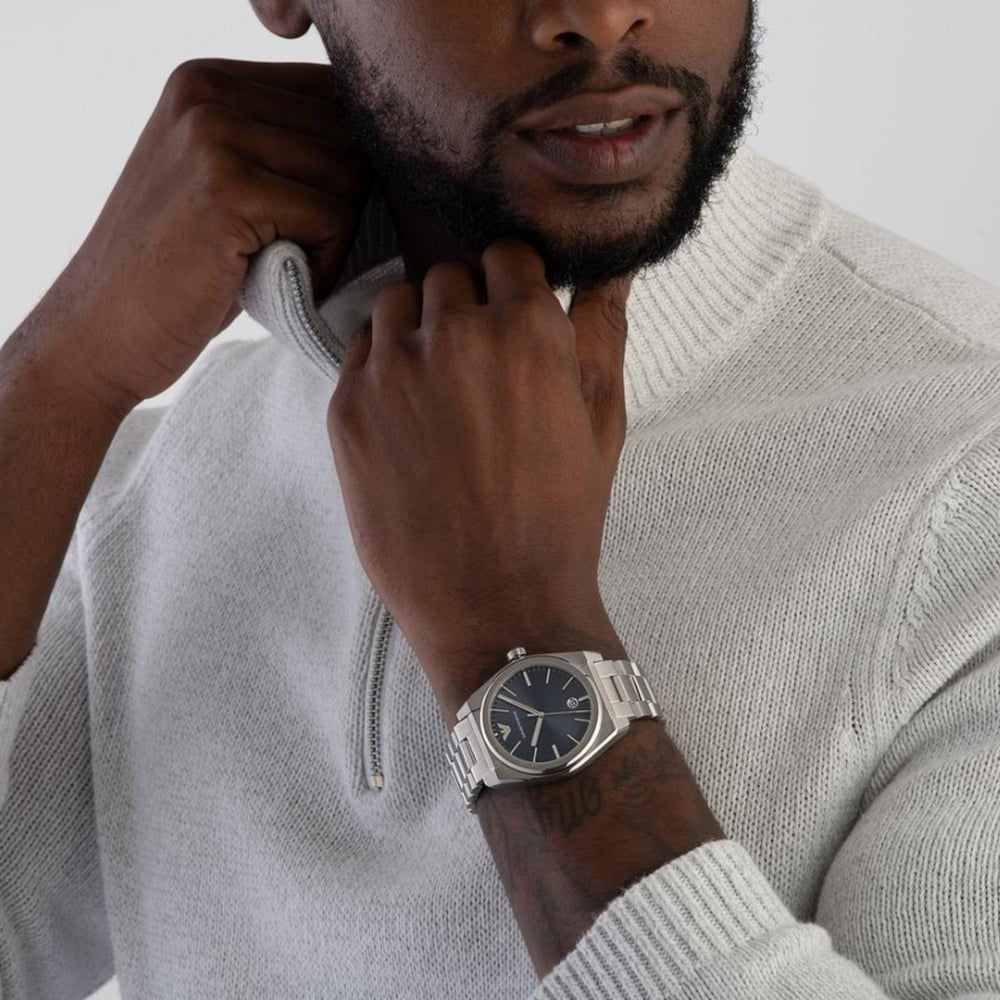 Emporio Armani Frederico Analog Blue Dial Silver Steel Strap Watch for Men - AR11620