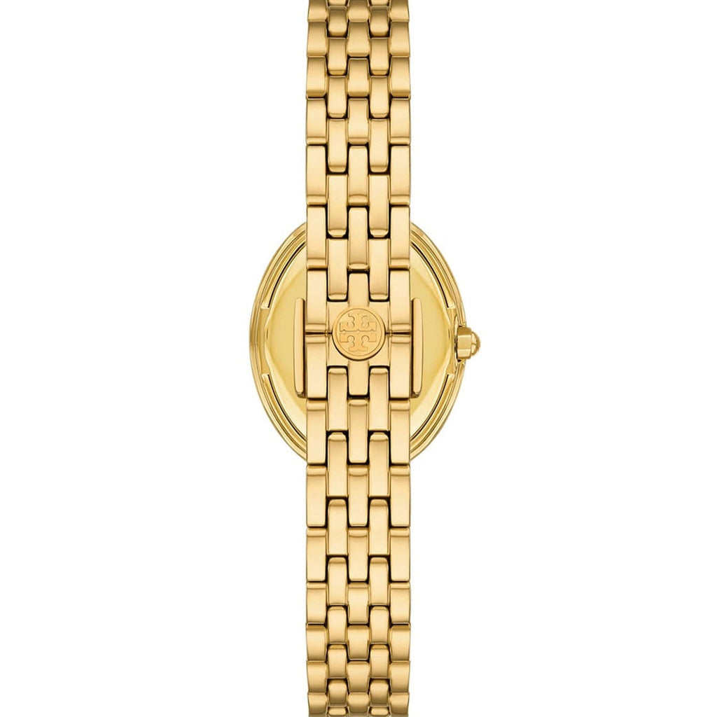 Tory Burch Oval Mother of Pearl Dial Gold Steel Strap Watch for Women - TBW6034