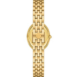 Tory Burch Oval Mother of Pearl Dial Gold Steel Strap Watch for Women - TBW6034