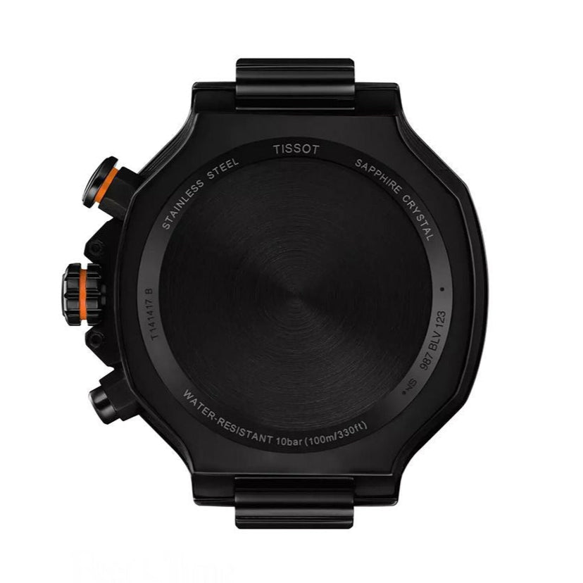 Tissot T Race Chronograph Black Dial Orange Rubber Strap Watch for Men - T141.417.37.051.02