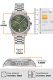 Emporio Armani Federico Chronograph Green Dial Silver Steel Strap Watch for Men - AR11640