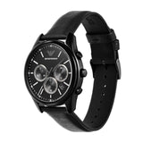 Emporio Armani Antonio Chronograph Black Dial Black Leather Strap Watch for Men - AR11583