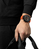 Tissot T Race Chronograph Black Dial Orange Rubber Strap Watch for Men - T141.417.37.051.02