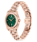 Emporio Armani Federica Analog Green Dial Rose Gold Steel Strap Watch for Women - AR11639