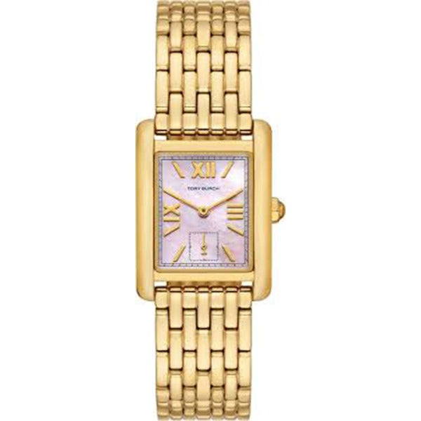 Tory Burch Eleanor Mother of Pearl Pink Dial Gold Steel Strap Watch for Women - TBW1077