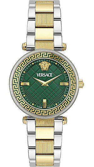 Versace Reve Analog Green Dial Two Tone Steel Strap Watch for Women - VE8B00524