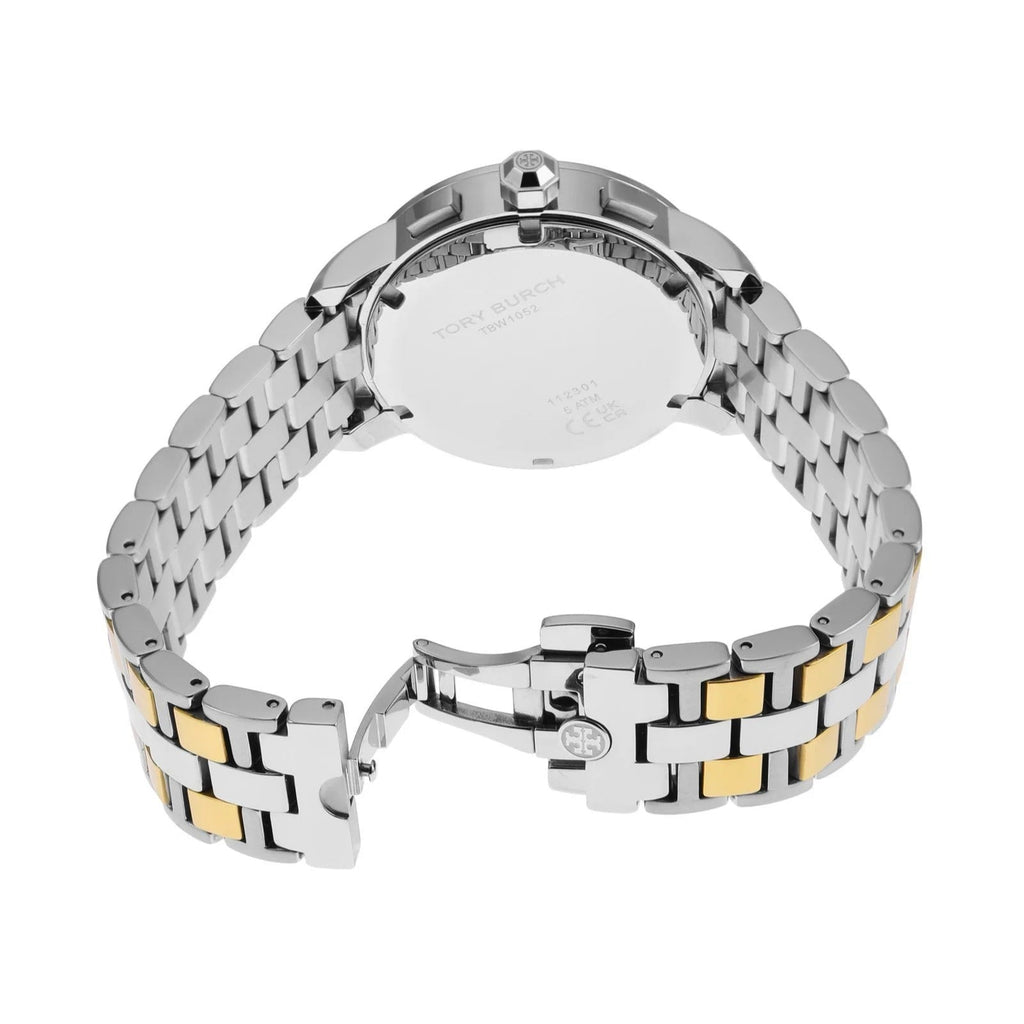Tory Burch Classic Chronograph White Dial Two Tone Steel Strap Watch for Women - TBW1034