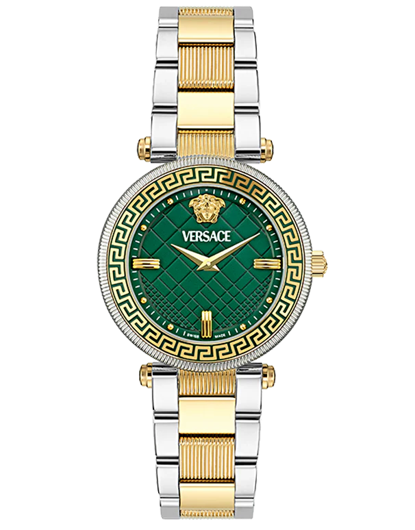Versace Reve Analog Green Dial Two Tone Steel Strap Watch for Women - VE8B00524