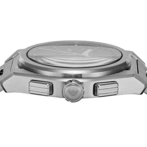 Emporio Armani Federico Chronograph Green Dial Silver Steel Strap Watch for Men - AR11640