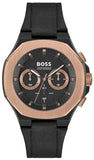 Hugo Boss Taper Chronograph Black Dial Black Leather Strap Watch for Men - 1514089